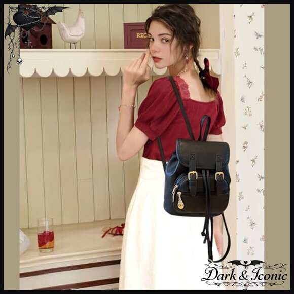 Mini Vegan Leather Backpack, Lightweight Daypack with Multiple Pockets main image 7